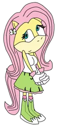 Size: 297x654 | Tagged: safe, artist:imabronyforever, derpibooru import, fluttershy, anthro, plantigrade anthro, equestria girls, clothes, equestria girls outfit, present, simple background, solo, sonic the hedgehog (series), sonicified, style emulation, transparent background