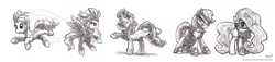 Size: 2200x500 | Tagged: applejack, artist:kp-shadowsquirrel, derpibooru import, fili-second, fluttershy, mistress marevelous, monochrome, pinkie pie, power ponies, power ponies (episode), radiance, rainbow dash, rarity, saddle rager, safe, sketch, zapp