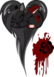 Size: 2123x3026 | Tagged: artist:pyrestriker, blood rose, derpibooru import, familiar, heart pony, oc, rose, semi-grimdark, simple background, solo, transparent background, unofficial characters only, vector, werewolf