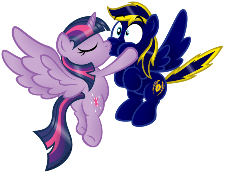 Size: 1024x797 | Tagged: safe, artist:aleximusprime, derpibooru import, twilight sparkle, twilight sparkle (alicorn), oc, oc:zephyr, alicorn, pony, canon x oc, cute, female, kissing, male, mare, simple background, straight, transparent background, twiphyr