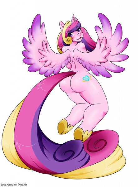 Size: 948x1280 | Tagged: anthro, artist:autumnmelody, ass, derpibooru import, plot, princess cadance, questionable, solo, solo female