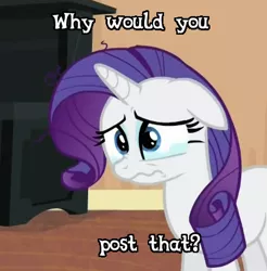 Size: 394x401 | Tagged: crying, derpibooru import, faic, image macro, rarity, rarity takes manehattan, reaction image, safe, solo, why would you post that