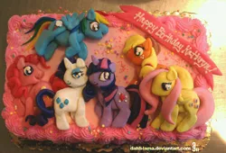 Size: 883x600 | Tagged: applejack, artist:dahli-lama, cake, derpibooru import, fluttershy, food, food art, mane six, pinkie pie, rainbow dash, rarity, safe, twilight sparkle