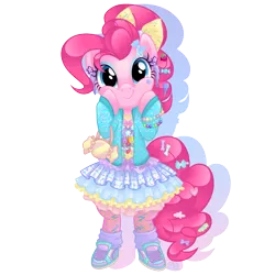 Size: 1500x1500 | Tagged: safe, artist:tenaflyviper, derpibooru import, pinkie pie, pony, alternate hairstyle, bipedal, clothes, cute, diapinkes, eyeshadow, fairy kei, fashion, harajuku, makeup, solo