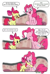 Size: 600x877 | Tagged: apple bloom, artist:foudubulbe, comic, crying, duo, feels, harsher in hindsight, hilarious in hindsight, hug, orphan, pinkie apple pie, pinkie pie, sad, safe, surrogate mother