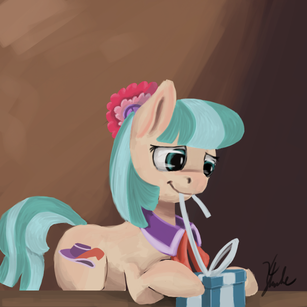 Size: 800x800 | Tagged: safe, artist:xenstroke, derpibooru import, coco pommel, rarity takes manehattan, present, solo