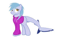 Size: 2560x1600 | Tagged: blank flank, clothes, derpibooru import, hoodie, oc, oc:hatii, original species, safe, shark, shark pony, solo, unofficial characters only