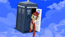 Size: 946x546 | Tagged: derpibooru import, doctor who, doctor whooves, fourth doctor, safe, solo, tardis, time turner