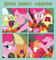 Size: 611x658 | Tagged: safe, derpibooru import, apple bloom, applejack, big macintosh, granny smith, pinkie pie, earth pony, pony, pinkie apple pie, duckface, male, noogie, stallion, the hub, twitter