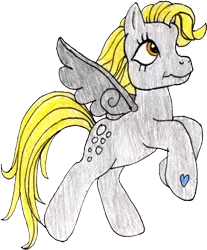 Size: 858x1034 | Tagged: safe, artist:colossalstinker, derpibooru import, derpy hooves, pegasus, pony, cute, derpabetes, female, g3, g4 to g3, generation leap, mare, solo, traditional art