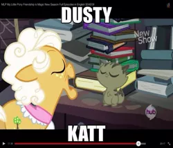 Size: 599x513 | Tagged: safe, derpibooru import, edit, edited screencap, screencap, goldie delicious, earth pony, pony, pinkie apple pie, caption, dust cat, dustykatt, elderly, eyes closed, female, image macro, impact font, mare, pun, text, visual pun