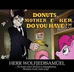 Size: 833x810 | Tagged: artist:wolfjedisamuel, banana, crossover, derpibooru import, furry, furzi, nazi, pinkie pie, pulp fiction, safe, swastika