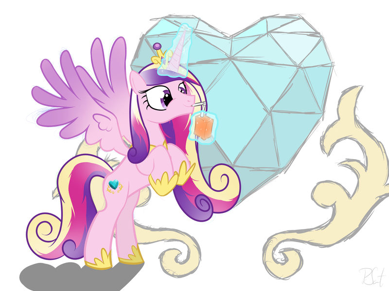 Size: 4000x3000 | Tagged: safe, artist:dappercat-uk, derpibooru import, princess cadance, alicorn, pony, absurd resolution, crystal heart, cute, cutedance, female, juice box, magic, mare, solo