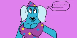 Size: 1024x504 | Tagged: 1000 hours in ms paint, anthro, breasts, busty trixie, cleavage, derpibooru import, dog, erect nipples, female, ms paint, nightmare fuel, solo, solo female, species swap, suggestive, trixie