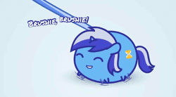 Size: 600x332 | Tagged: safe, artist:4as, derpibooru import, minuette, pony, unicorn, animated, blob, brushie, chibi, chubbie, cute, dialogue, eyes closed, female, flash, game, link, mare, minubetes, poking, smiling, solo, toothbrush