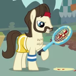 Size: 300x300 | Tagged: ace, ace point, background pony, call of the cutie, chest fluff, clothes, safe, screencap, solo, tennis racket