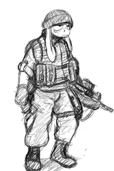 Size: 500x750 | Tagged: anthro, artist:gordonfreeguy, clothes, derpibooru import, donk, donkey, gun, hat, military, oc, oc:donk, operator, safe, uniform, unofficial characters only
