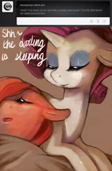 Size: 650x1000 | Tagged: artist:dhui, dead source, derpibooru import, pinkie pie, rarity, safe, sleeping, tired pie