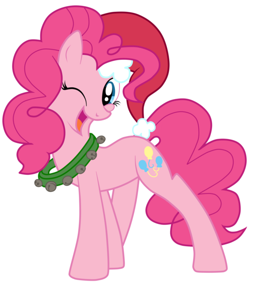 Size: 4305x5000 | Tagged: absurd resolution, artist:junkiesnewb, artist:nos-talgia, christmas, derpibooru import, hat, pinkie pie, safe, santa hat, simple background, solo, transparent background, vector, wink