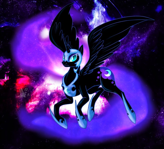 Size: 1280x1160 | Tagged: artist:thepipefox, derpibooru import, nightmare moon, safe, solo, space, the cosmos