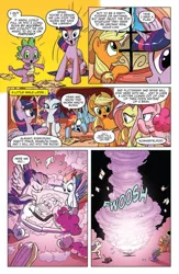 Size: 630x969 | Tagged: safe, derpibooru import, idw, applejack, fluttershy, pinkie pie, rainbow dash, rarity, spike, twilight sparkle, twilight sparkle (alicorn), alicorn, pony, spoiler:comic, spoiler:comic15, comic, female, idw advertisement, mane six, mare, official comic, preview, speech bubble