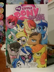 Size: 2736x3648 | Tagged: safe, artist:andypriceart, derpibooru import, berry punch, berryshine, bon bon, carrot top, derpy hooves, doctor whooves, golden harvest, lyra heartstrings, minuette, octavia melody, roseluck, sweetie drops, time turner, vinyl scratch, pegasus, pony, andy you magnificent bastard, background six, background ten, book, comic, female, mare, merchandise