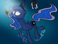 Size: 960x720 | Tagged: artist:uwdr-64, bubble, drowning, fetish, princess luna, safe, solo, underwater