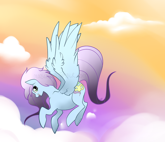 Size: 1280x1098 | Tagged: safe, artist:moosebeam, derpibooru import, oc, unofficial characters only, pegasus, pony, cloud, cloudy, cute, female, flying, happy, looking at you, mare, open mouth, sky, smiling, solo, spread wings