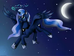 Size: 5941x4456 | Tagged: safe, artist:artyjoyful, derpibooru import, princess luna, absurd resolution, magic, moon, solo, space