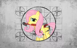 Size: 1680x1050 | Tagged: safe, artist:0nautile18e26, artist:atlas-66, derpibooru import, edit, fluttershy, pegasus, pony, female, mare, mouth hold, solo, vector, wallpaper, wallpaper edit, wrench