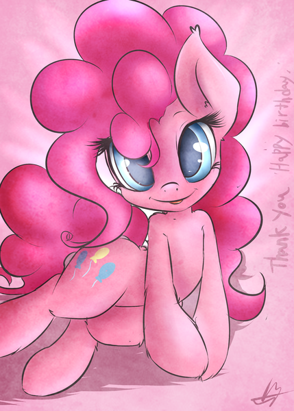 Size: 2000x2800 | Tagged: safe, artist:kyodashiro, derpibooru import, pinkie pie, looking at you, solo