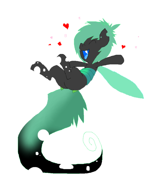 Size: 720x875 | Tagged: safe, artist:princessamity, derpibooru import, oc, unofficial characters only, changeling, changeling oc, confetti, eyes closed, green changeling, happy, heart, hearts and hooves day, jumping, pixel art, plot, simple background, smiling, solo, swirls, tongue out, transparent background, vector, wip