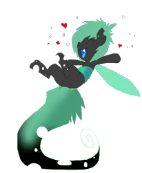 Size: 720x875 | Tagged: safe, artist:princessamity, derpibooru import, oc, unofficial characters only, changeling, changeling oc, confetti, eyes closed, green changeling, happy, heart, hearts and hooves day, jumping, pixel art, plot, simple background, smiling, solo, swirls, tongue out, transparent background, vector, wip