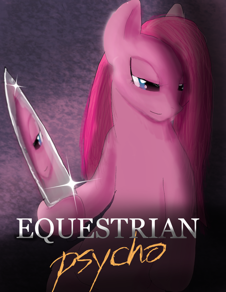 Size: 1200x1552 | Tagged: american psycho, artist:shadowclawz, derpibooru import, knife, pinkamena diane pie, pinkie pie, semi-grimdark, solo