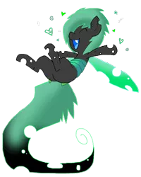 Size: 644x807 | Tagged: safe, artist:princessamity, derpibooru import, oc, unofficial characters only, changeling, changeling oc, confetti, eyes closed, green changeling, happy, heart, hearts and hooves day, plot, simple background, smiling, solo, sparkles, swirls, tongue out