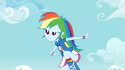 Size: 1921x1081 | Tagged: suggestive, derpibooru import, edit, rainbow dash, equestria girls, leaping, legs, no panties, raised leg, solo, strategically covered