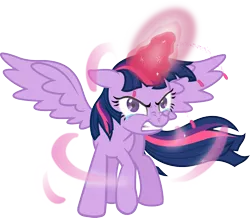 Size: 1265x1105 | Tagged: safe, artist:mangaka-girl, derpibooru import, twilight sparkle, twilight sparkle (alicorn), alicorn, pony, angry, crying, female, glowing eyes, looking at you, magic, mare, rage, simple background, solo, spread wings, transparent background, vector, wings