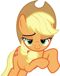 Size: 3000x3836 | Tagged: safe, derpibooru import, applejack, pony, pinkie apple pie, bedroom eyes, bipedal, bipedal leaning, looking at you, out of context, simple background, solo, transparent background, vector