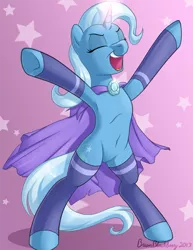 Size: 695x899 | Tagged: safe, artist:brianblackberry, derpibooru import, trixie, pony, armpits, belly button, bipedal, leg warmers, solo