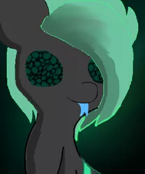 Size: 300x360 | Tagged: safe, artist:princessamity, derpibooru import, oc, unofficial characters only, changeling, changeling oc, green changeling, portrait, simple background, smiling, solo, tongue out, wip