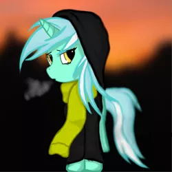 Size: 1024x1024 | Tagged: artist:jabbie64, clothes, cold, fanfic:background pony, hoodie, lyra heartstrings, safe, scarf, solo