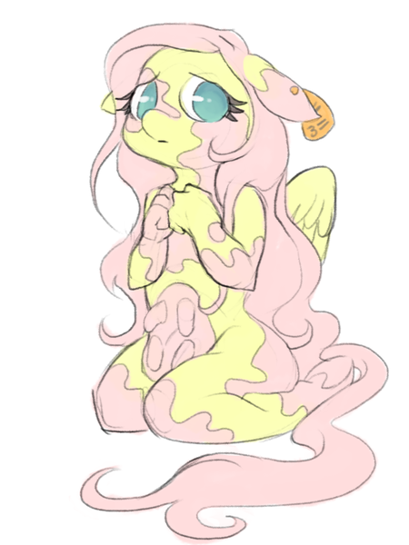 Size: 900x1200 | Tagged: anthro, artist:moo, cow, cowified, derpibooru import, female, fluttercow, fluttershy, piercing, safe, solo, species swap, udder, uddershy