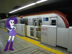 Size: 720x540 | Tagged: safe, derpibooru import, edit, rarity, equestria girls, fukutoshin line, japan, metro, solo, subway, tokyo, tokyo metro, train, train station