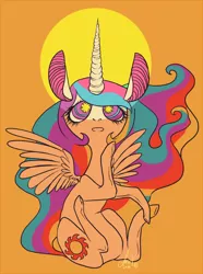 Size: 600x805 | Tagged: safe, artist:laceymod, derpibooru import, princess celestia, solo, wingding eyes