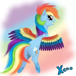 Size: 800x800 | Tagged: artist:the1xeno1, colored wings, derpibooru import, multicolored wings, rainbow dash, rainbow power, rainbow wings, safe, solo