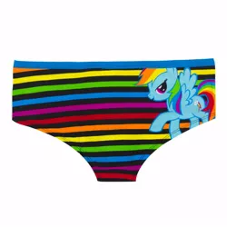 Size: 1000x1000 | Tagged: bedroom eyes, clothes, derpibooru import, official, panties, rainbow dash, safe, solo, striped underwear, underwear, welovefine