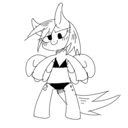 Size: 300x300 | Tagged: safe, artist:30clock, derpibooru import, derpy hooves, pegasus, pony, bikini, clothes, female, mare, monochrome, pixiv, sketch, solo, swimsuit