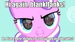 Size: 1024x576 | Tagged: apple bloom, caption, derpibooru import, diamond tiara, evil diamond tiara, eye reflection, image macro, meme, safe, scootaloo, sweetie belle