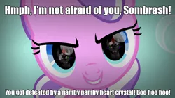 Size: 1024x576 | Tagged: caption, derpibooru import, diamond tiara, evil diamond tiara, eye reflection, image macro, king sombra, safe