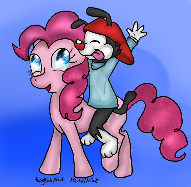 Size: 864x843 | Tagged: animaniacs, artist:fangkittyartist, artist:xcuteikinz, crossover, derpibooru import, pinkie pie, safe, wakko warner